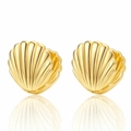 Elegante goldene Muschelohrstecker mit vertikalen Streifen in minimalistischem Design - 18K Gold