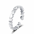 Minimalist silver heart open ring with hollowed love heart pattern in polished finish - Adjustable Open / White Gold