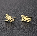 Orecchini a perno a forma di libellula dorata con finitura in metallo spazzolato opaco - Oro