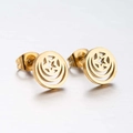 Boucles d'oreilles clous géométriques dorées avec motifs de lune et d'étoile évidés - Or