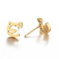 Minimalist gold cat ear studs in polished stainless steel for women fashion - Gold (Cat Shape)