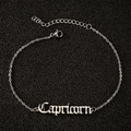 Vue détaillée du pendentif Capricorne argenté sur une fine chaîne de cheville en acier inoxydable - Capricorne / Argent