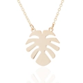 Collar con colgante de hoja de Monstera dorada en acero inoxidable con cadena fina - Collar Individual / Dorado