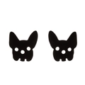 Minimalist black french bulldog silhouette stud earrings with glossy metal finish - French Bulldog (Matte Black)