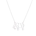 Détail du collier argenté avec pendentif éléphant géométrique minimaliste et chaîne fine - Éléphant Géométrique (348) / Acier