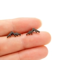 Minimalist matte black mountain peak stud earrings made of durable stainless steel - Mountain Style (GED737) / Black