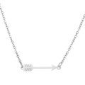Minimalist silver arrow pendant necklace with detailed feather texture and fine chain - Arrow Steel (716)