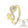 Anillo de corazón dorado con pequeñas huellas y banda ajustable para madres con estilo - Abierto Ajustable / Anillo Dorado Con Tarjeta