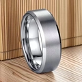 Brushed stainless steel band ring in silver finish with polished bevelled edges - US 7 / 8mm / Steel Double Beveled Matte