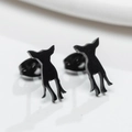 Boucles d'oreilles clous modernes en acier inoxydable noir avec silhouette d'animal - Noir Mat