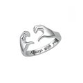 Anello mani d'argento con cuore e incisione Always with you sulla fascia interna - Aperto Regolabile / Sempre con te