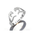 Anello regolabile in argento mani a cuore con incisione interna I Love You - Aperto Regolabile / I LOVE YOU