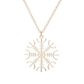Detailansicht der goldenen Edelstahl-Halskette mit filigranem Wikinger Kompass-Anhänger - Wikinger Kompass Vegvisir (614 Gold)