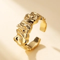Irregular textured gold adjustable ring with a unique liquid metal melted lava design - Adjustable Open / Gold