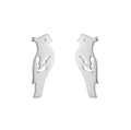 Silver hollow woodpecker stud earrings featuring a minimalist animal cutout design - Bird (Steel Color)