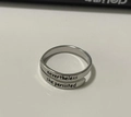 Detail of silver stainless steel adjustable ring engraved with nevertheless she persisted - Persisted Style (082) / Steel