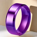 Sleek minimalist purple stainless steel ring with a high-polished mirror finish - US 7 / 8mm / Purple Double Beveled Matte