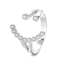 Open ring van 925 zilver met dubbelbaans ontwerp bezet met witte zirkonia steentjes - Verstelbaar Open / Witgoud