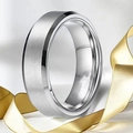 Men's silver stainless steel ring with brushed center and polished bevelled edges - US 7 / 6mm / Steel Beveled Matte