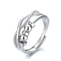 Anti-Angst-Ring aus S925 Sterlingsilber mit drehbarer Perle und verstellbarem Design - Einstellbar Offen / Weißgold