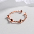 Rose gold adjustable twisted ring with three movable beads for women - Adjustable Open / Rose Gold
