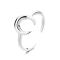 Minimalistischer offener Mondring für Damen mit poliertem Mondsichel-Design - Einstellbar Offen / Weißgold