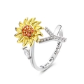Anello girevole girasole con lettera Y e incisione You are my sunshine anti ansia - Lettera Y