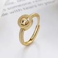 Bague rotative dorée ajustable avec perle facettée et texture granulaire élégante - Ouvert Réglable / Or