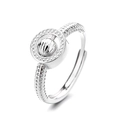 Bague rotative anti-stress argentée avec texture perlée et design ouvert ajustable - Ouvert Réglable / Or Blanc