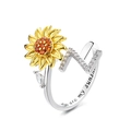 Rotatable sunflower ring with letter Z and You are my sunshine engraving for women - Letter Z