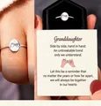 Zilveren pinky promise ring voor kleindochter met geschenkdoos en een berichtkaart - Verstelbaar Open / Platina (Met Kaart & Doos)