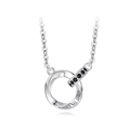 Silberne Mobius-Halskette mit schwarzen Edelsteinen und Fall in Love Gravur - Silberner Mobius Ring Herrenmodell (XL0018)