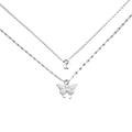 Collana a doppio strato in argento con ciondoli a farfalla scintillanti e stile elegante - Oro Bianco