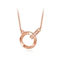 Ineinandergreifende Halskette in Roségold mit Fall in love Gravur und Kristallen - Roségold Mobius Ring Damenmodell (XL0018)