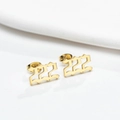 Golden 222 angel number earrings in gothic style with polished stainless steel finish - 222 Style / Gold