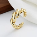 Adjustable gold-plated twisted croissant ring for women with vintage open design - Adjustable Open / Gold