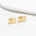 Gothic 333 number stud earrings in 18k gold plated stainless steel finish - 333 Style / Gold