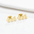 Gothic style angel number 444 stud earrings in polished gold plated stainless steel - 444 Style / Gold