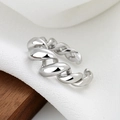 Adjustable silver twist open ring with a polished woven design for women - Adjustable Open / Silver
