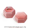 Pink hexagonal velvet ring box with lid, measuring 4.9x4.3x4.5cm for jewelry storage - 4.9*4.3*4.5cm / Pink