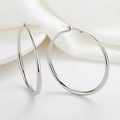 Minimalistische S925 Sterlingsilber Creolen mit einer hochglanzpolierten Oberfläche - 60mm / Weißgold
