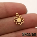 Colgantes de margaritas de acero inoxidable dorado para joyería DIY pack de 5 uds - 5 Piezas/Bolsa / Dorado