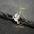 Set of stainless steel dove bird pendants with olive branches, size 15mm by 15mm - 5 Pieces / Peace Dove-Steel