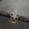 17mm silver geometric hollow flower petal pendant made of stainless steel on slate stone - Five-Petal Flower Design (535) / 5 Pieces / Steel