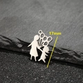 Minimalist stainless steel mother and daughter pendant, 17mm cutout heart balloon jewelry - Mother and Child Style (544) / 5 Pieces / Steel