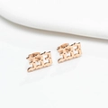 Boucles d'oreilles chiffre gothique 333 en finition or rose en acier inoxydable poli - Style 333 / Or rose
