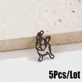 Dettaglio di ciondoli bulldog in acciaio inossidabile nero minimalista, set da 5 - Stile Bulldog Disegno al Tratto (559) / 5 Pezzi / Nero