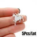 5 Stück Pegasus-Anhänger aus Edelstahl für DIY-Schmuckherstellung in Silberfarbe - Stahlfarbe