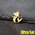 Colgante de sirena dorada en acero inoxidable para creación de joyas DIY 5 uds - Dorado