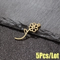 5Pcs set of golden hollow flower pendants in stainless steel for DIY necklace making - Gold
